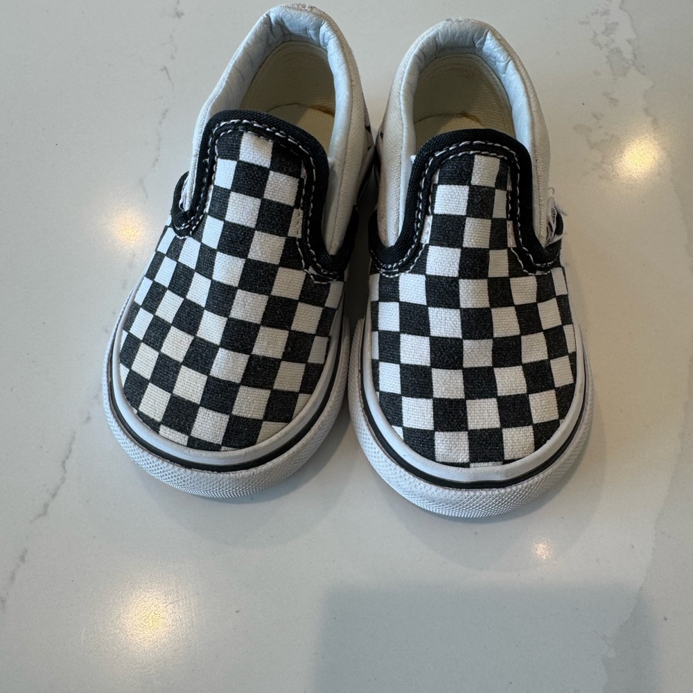 Vans Kids Checkered Slip-On Sneakers - Black and White